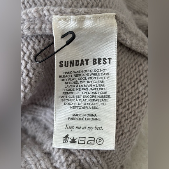 Sunday Best Taupe Cable Knit Cardigan Wool Blend Sz. Small Grandpa Grandma Luxe - Picture 8 of 11